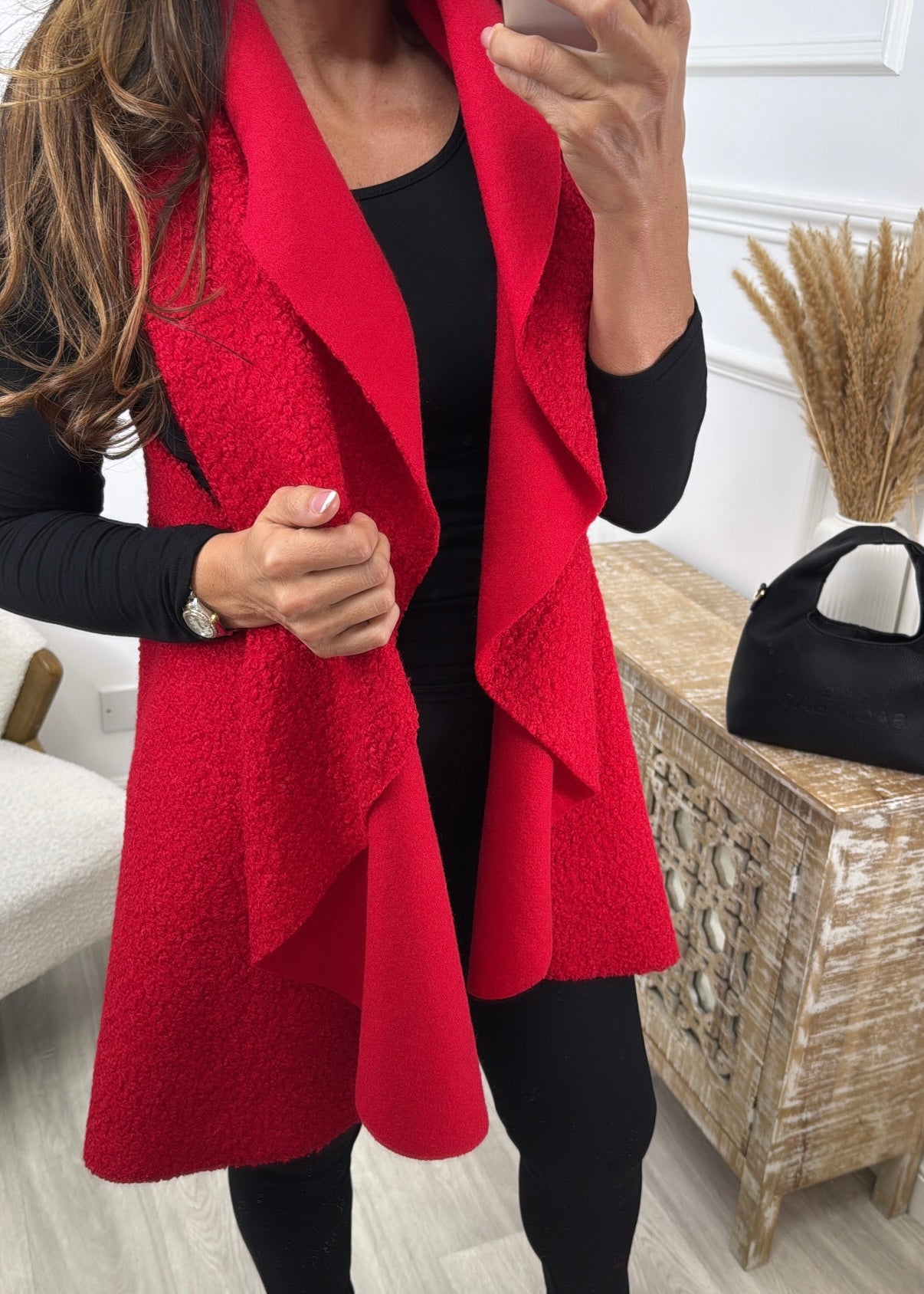 Zara Red Waterfall Waistcoat