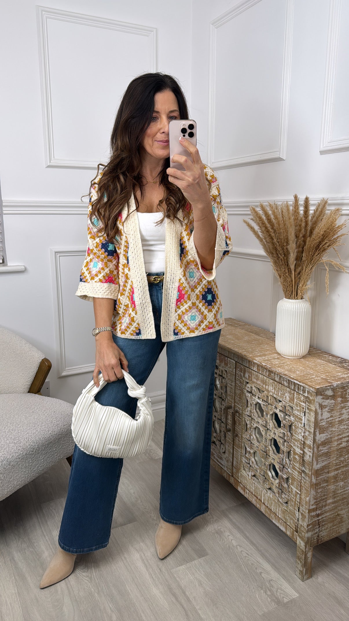 Kym Mustard Crochet Knit Cardigan