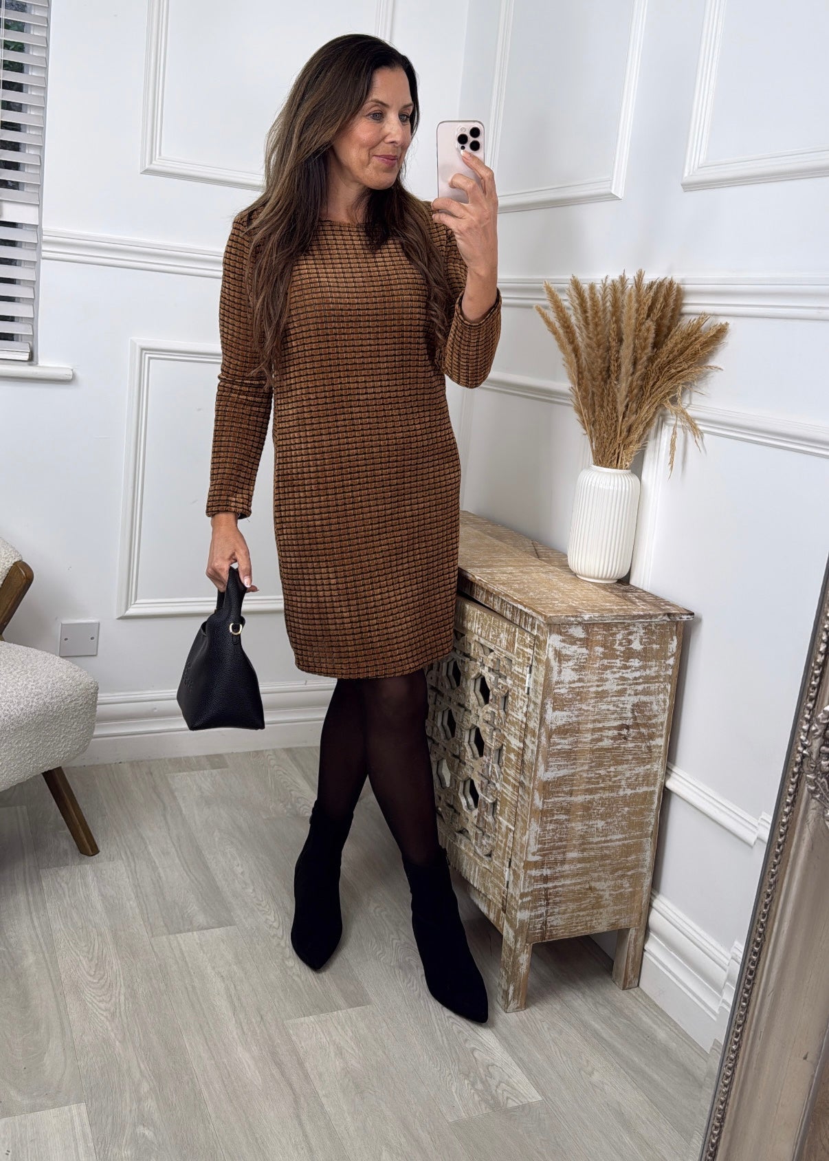 Sienna Brown Textured Dress
