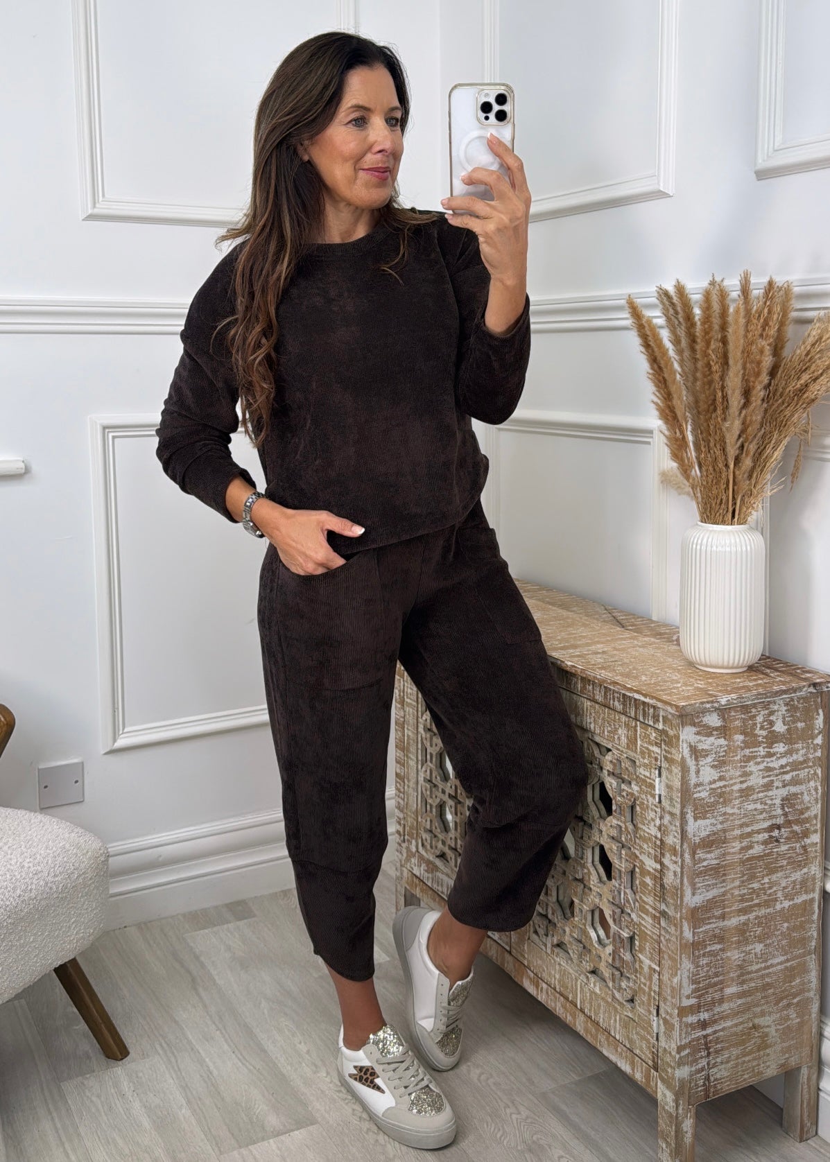 Vogue Brown Ribbed Tracksuit