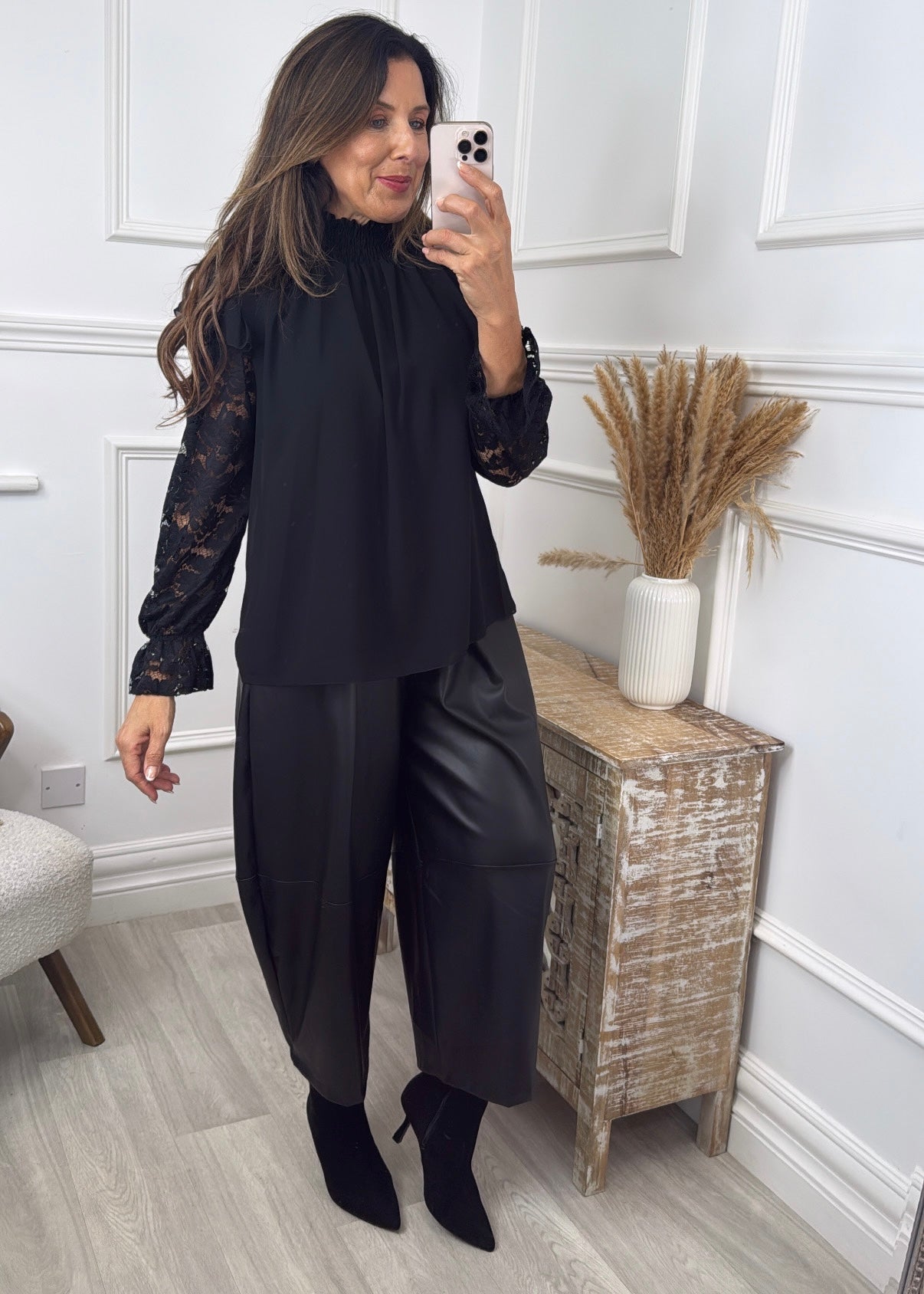 Abby Black High Neck Top