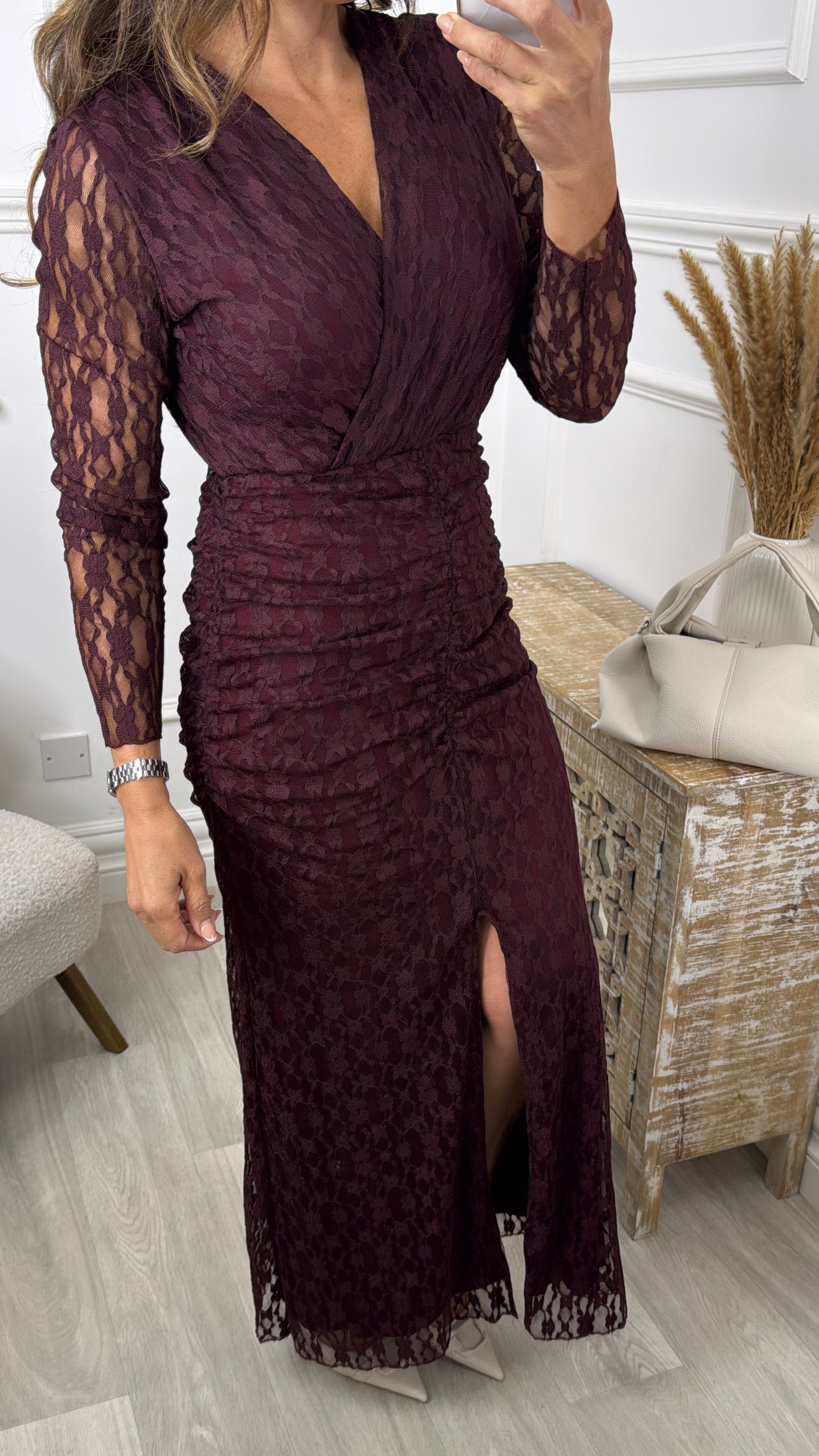Vanessa Wine Maxi Dress