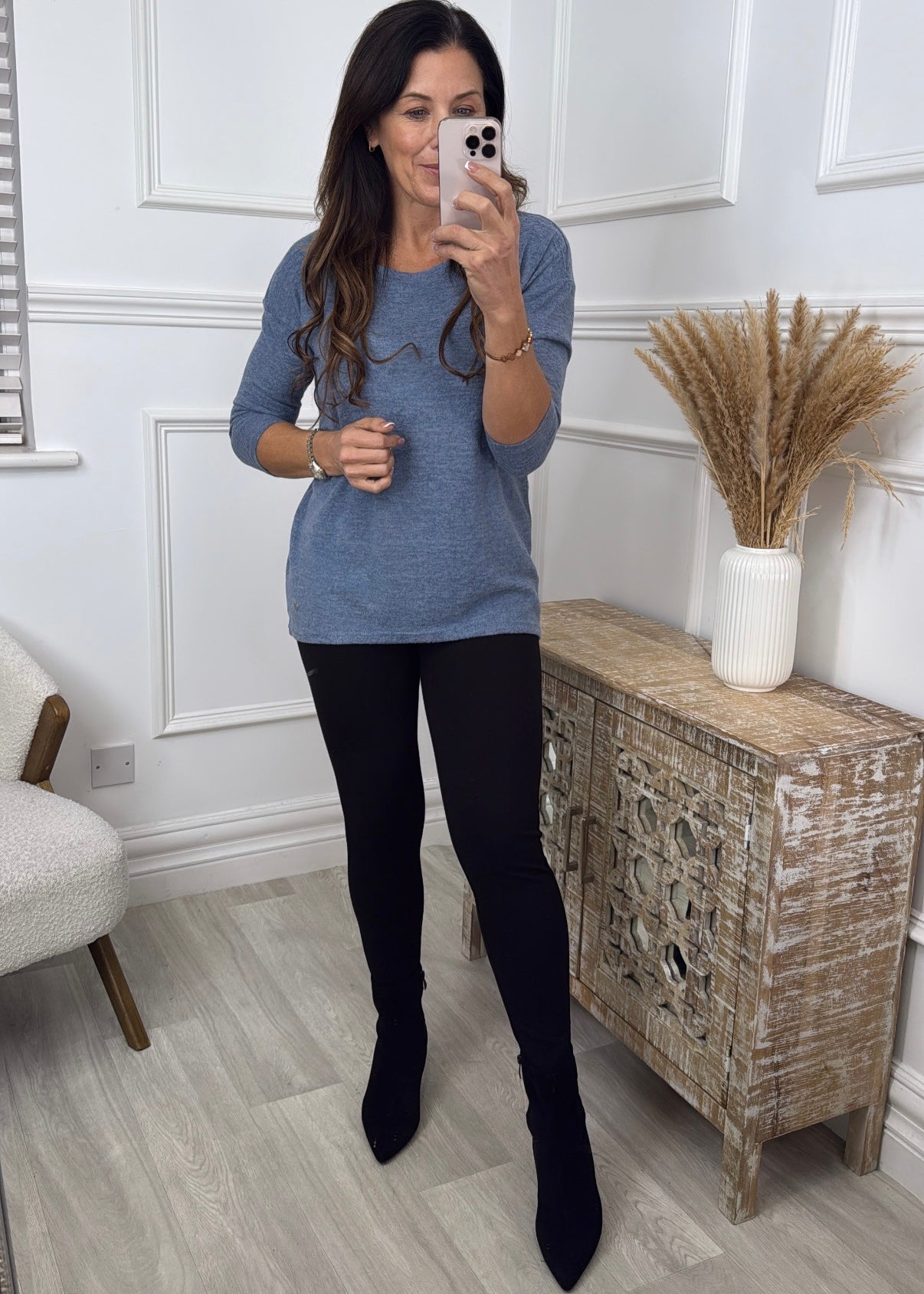 Mia Stone Blue Marl Top