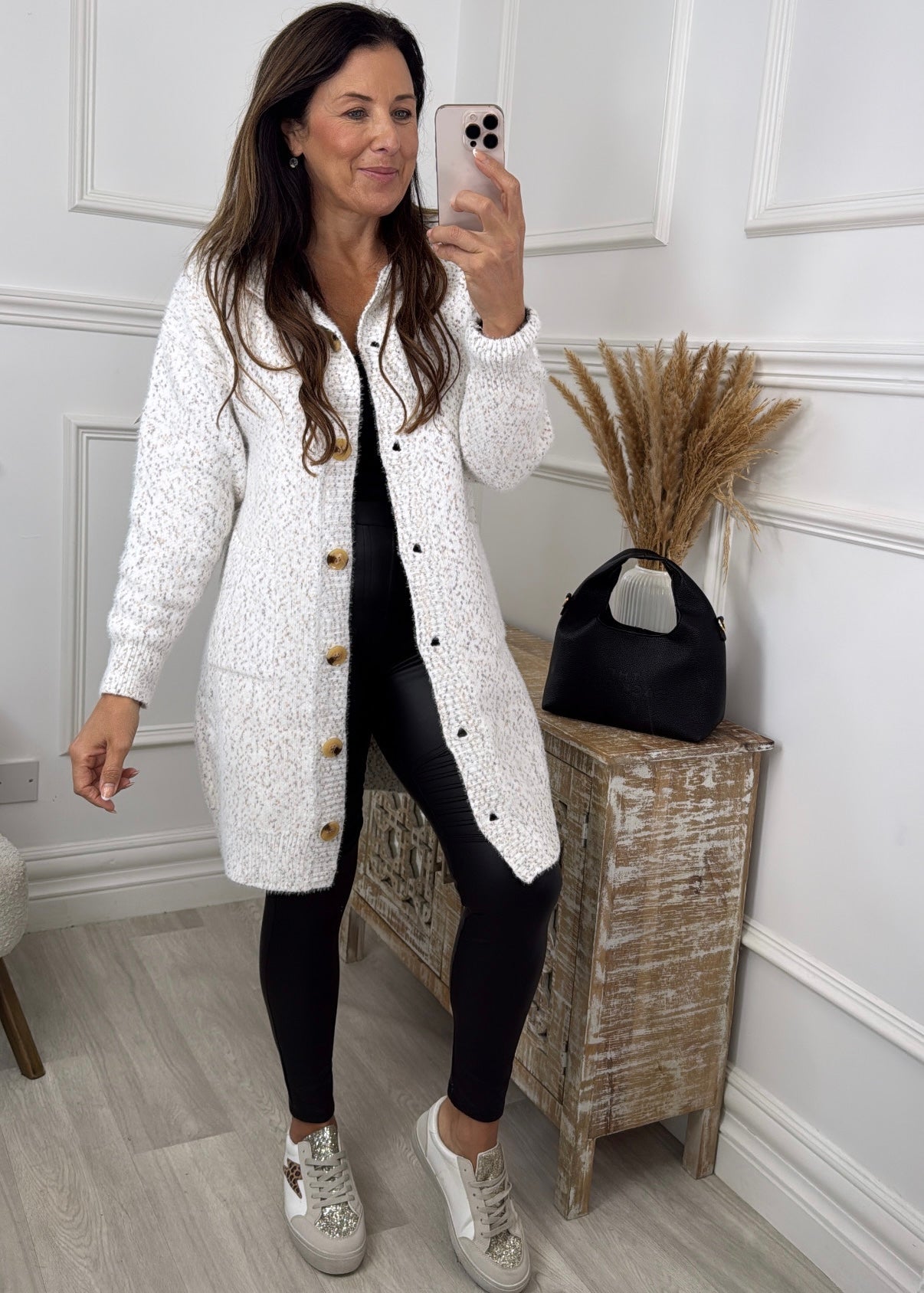 Harper Beige Button Cardigan