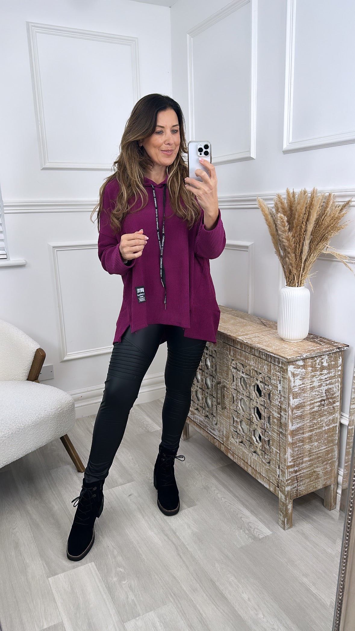 Sheena Wine Velour Hoodie