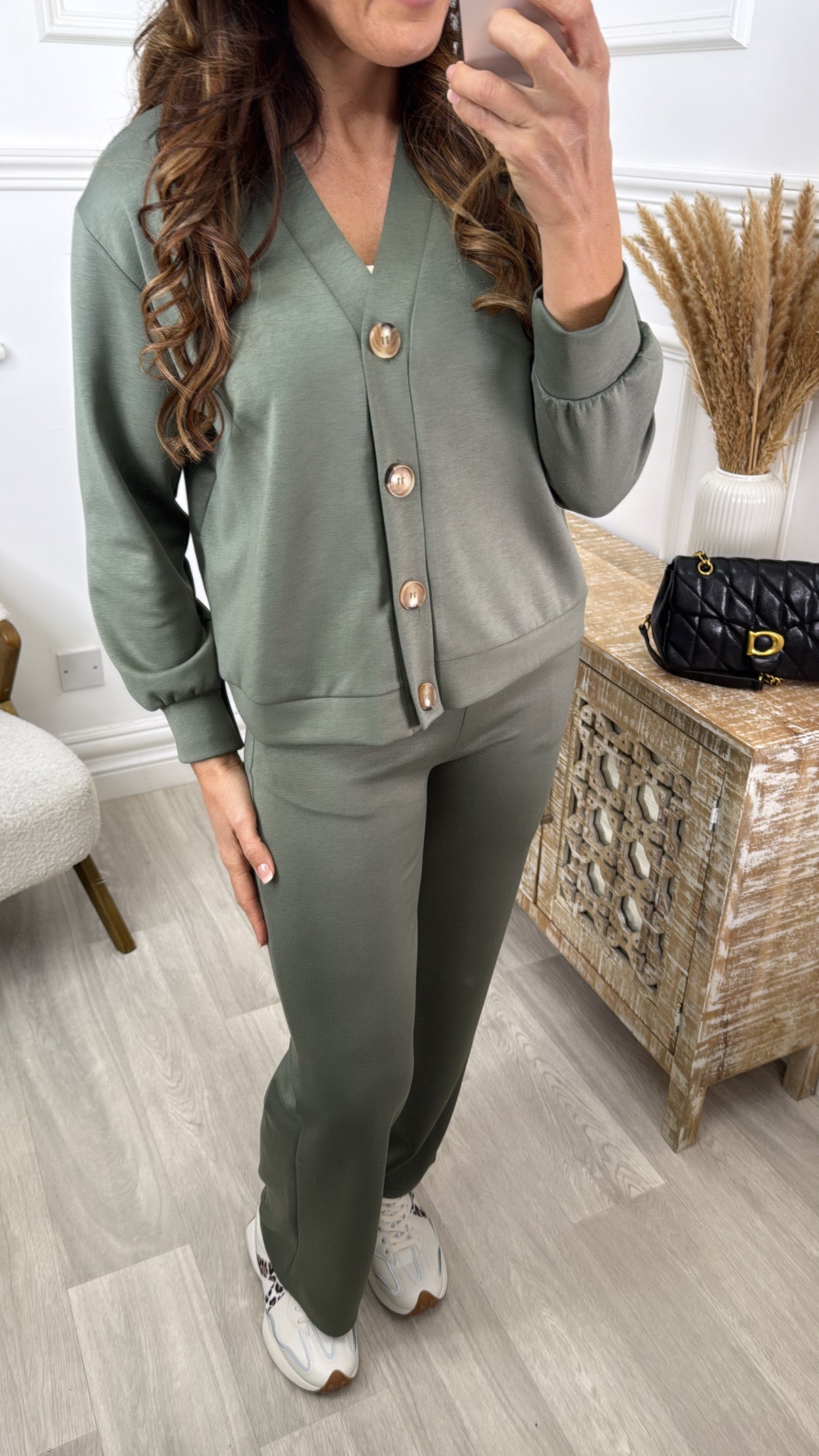 Lennox Khaki Cardigan Set
