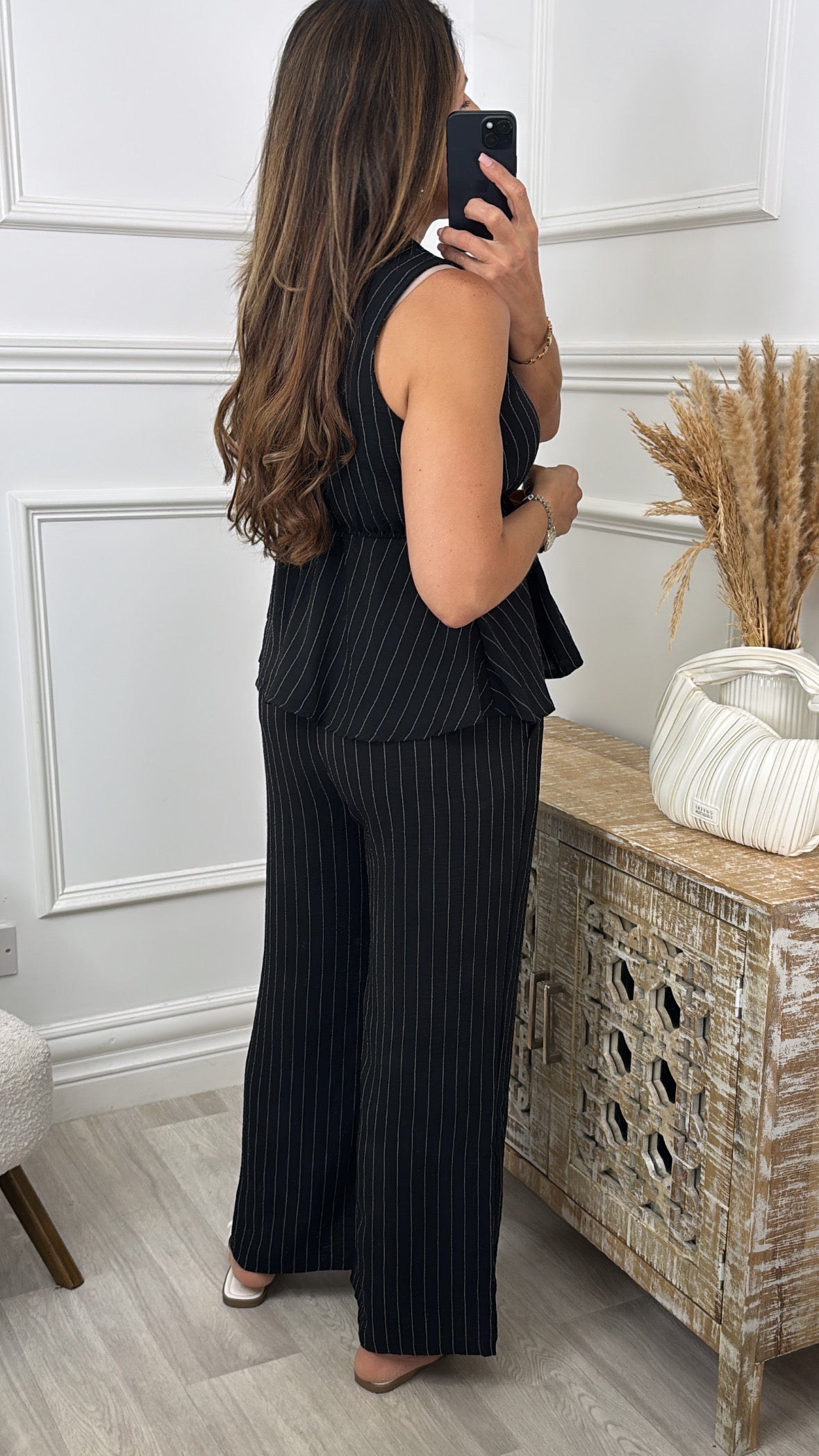 Catherine Black Striped Set