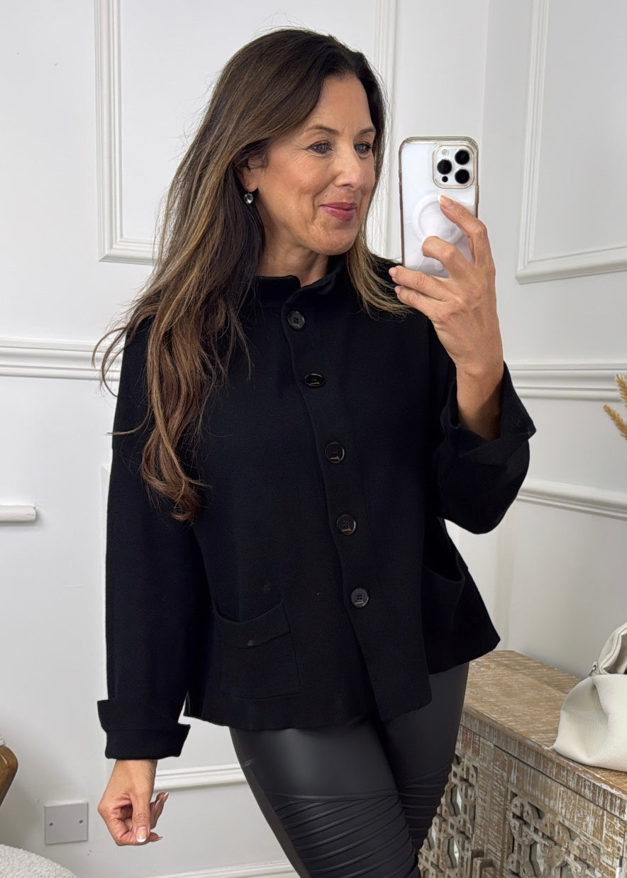 Junie Black Dip Back Cardigan