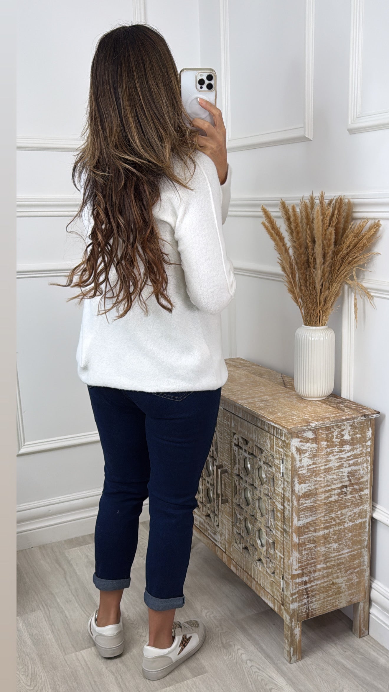 Honor Cream Wide Neck Knit Jumper