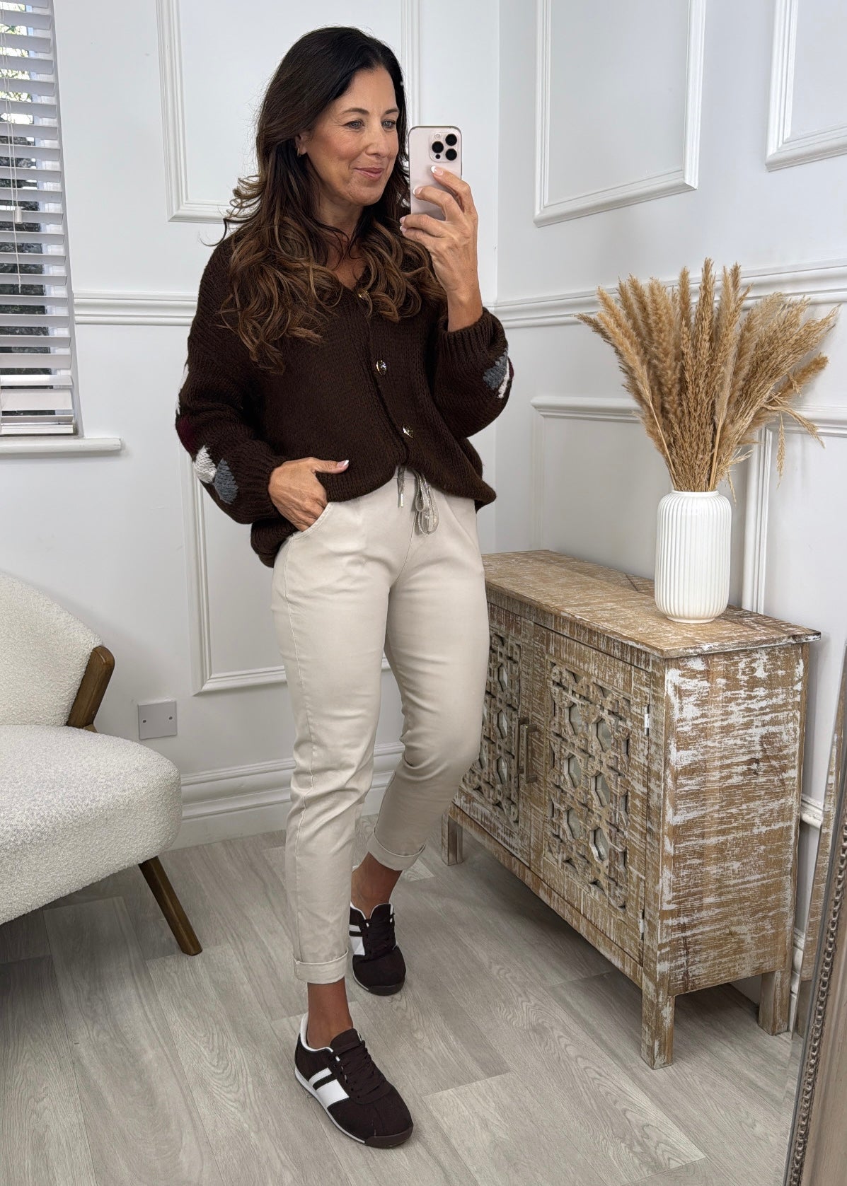 Lorenza Brown Heart Cardigan