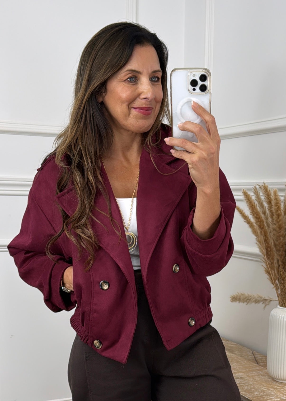 Charlotte Wine Suedette Jacket