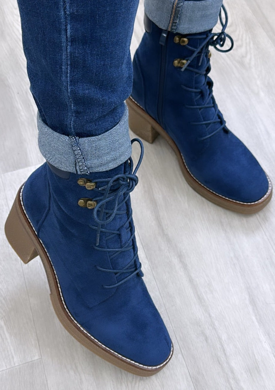 Teresa Blue Lace Up Ankle Boots