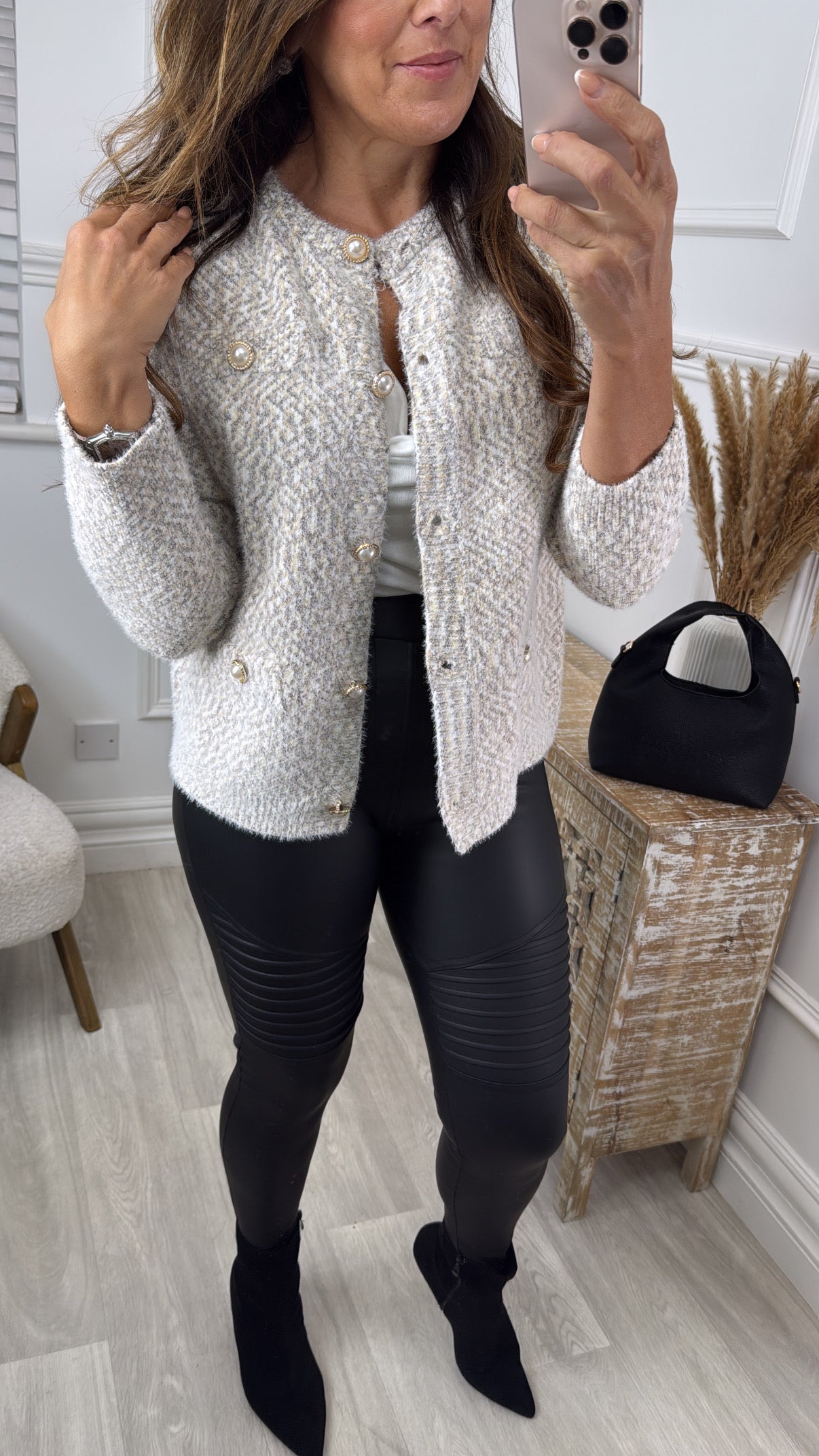 Kaia Taupe Button Cardigan