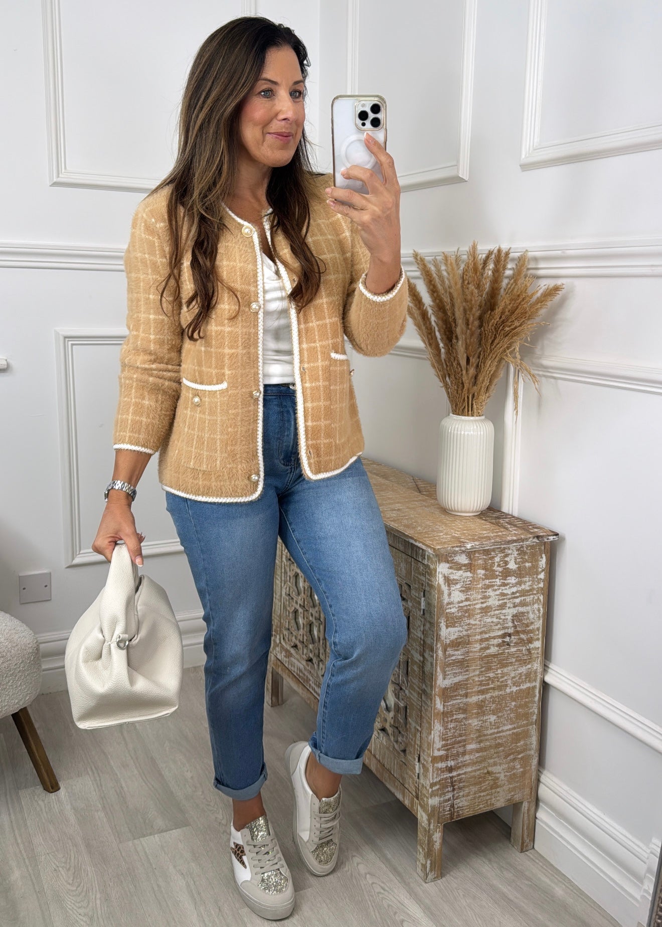 Nola Camel Braid Cardigan