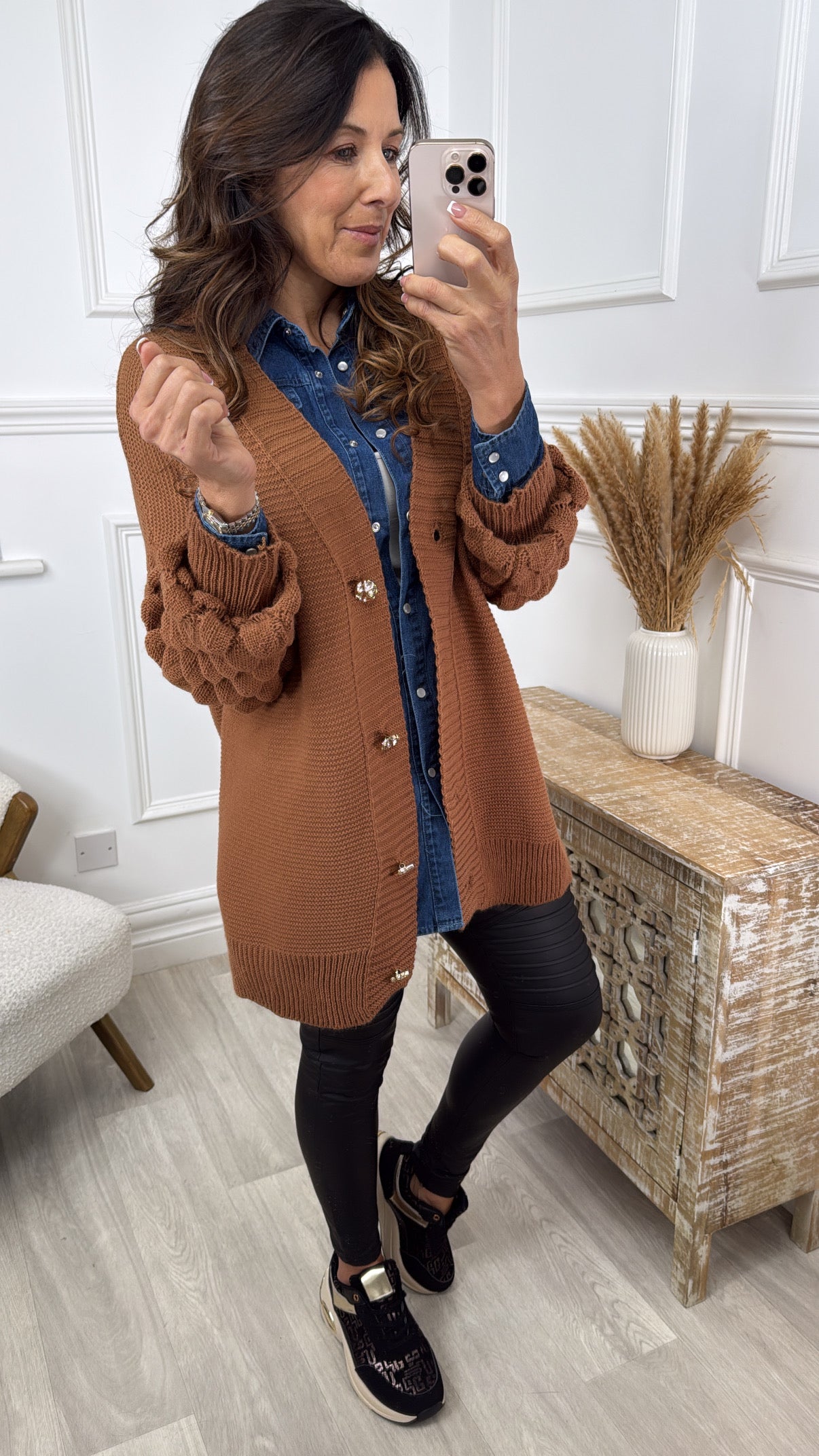 Blair Camel Bubble Sleeve Cardigan