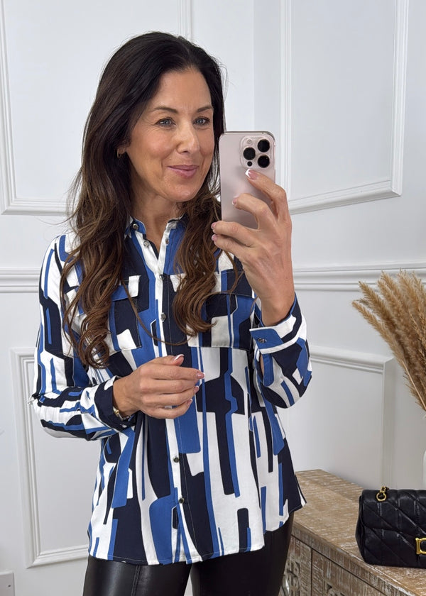 Sophine Navy Blue Patterned Shirt