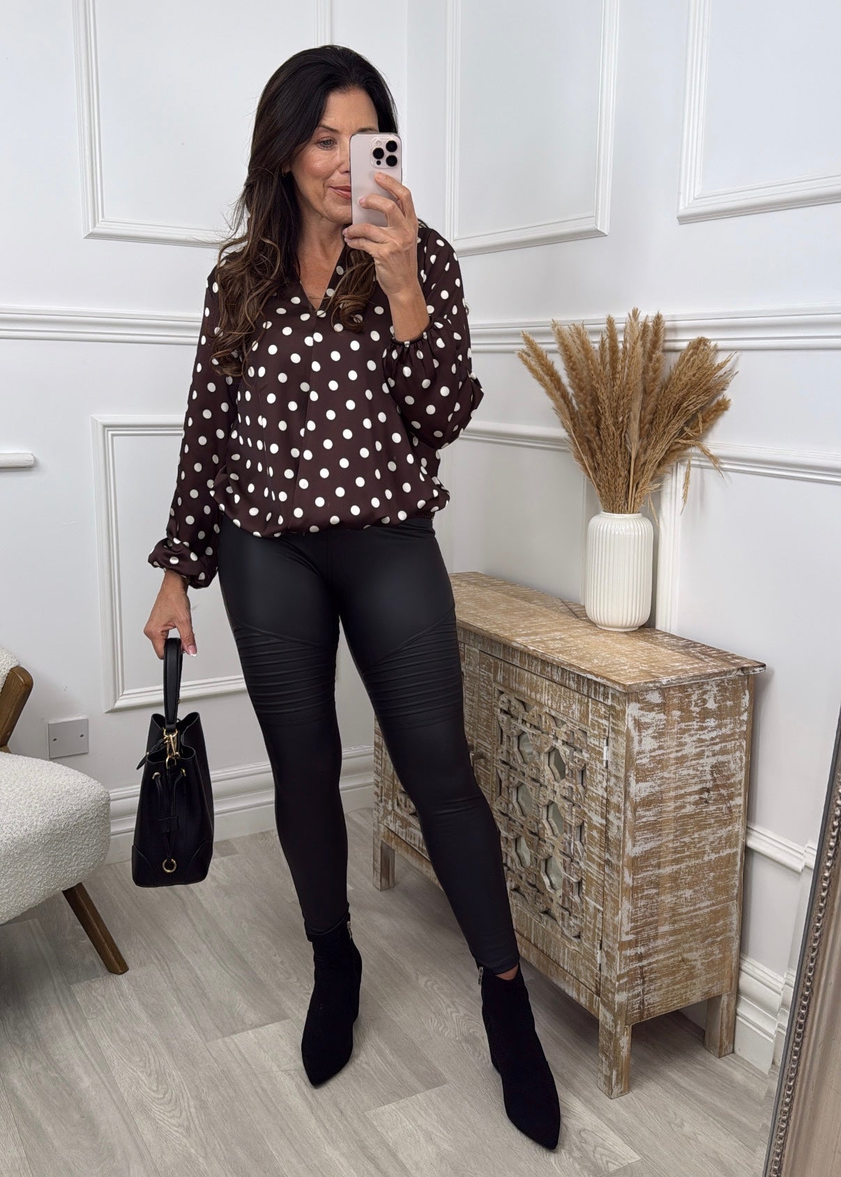 Marguerite Brown Polka Dot Blouse