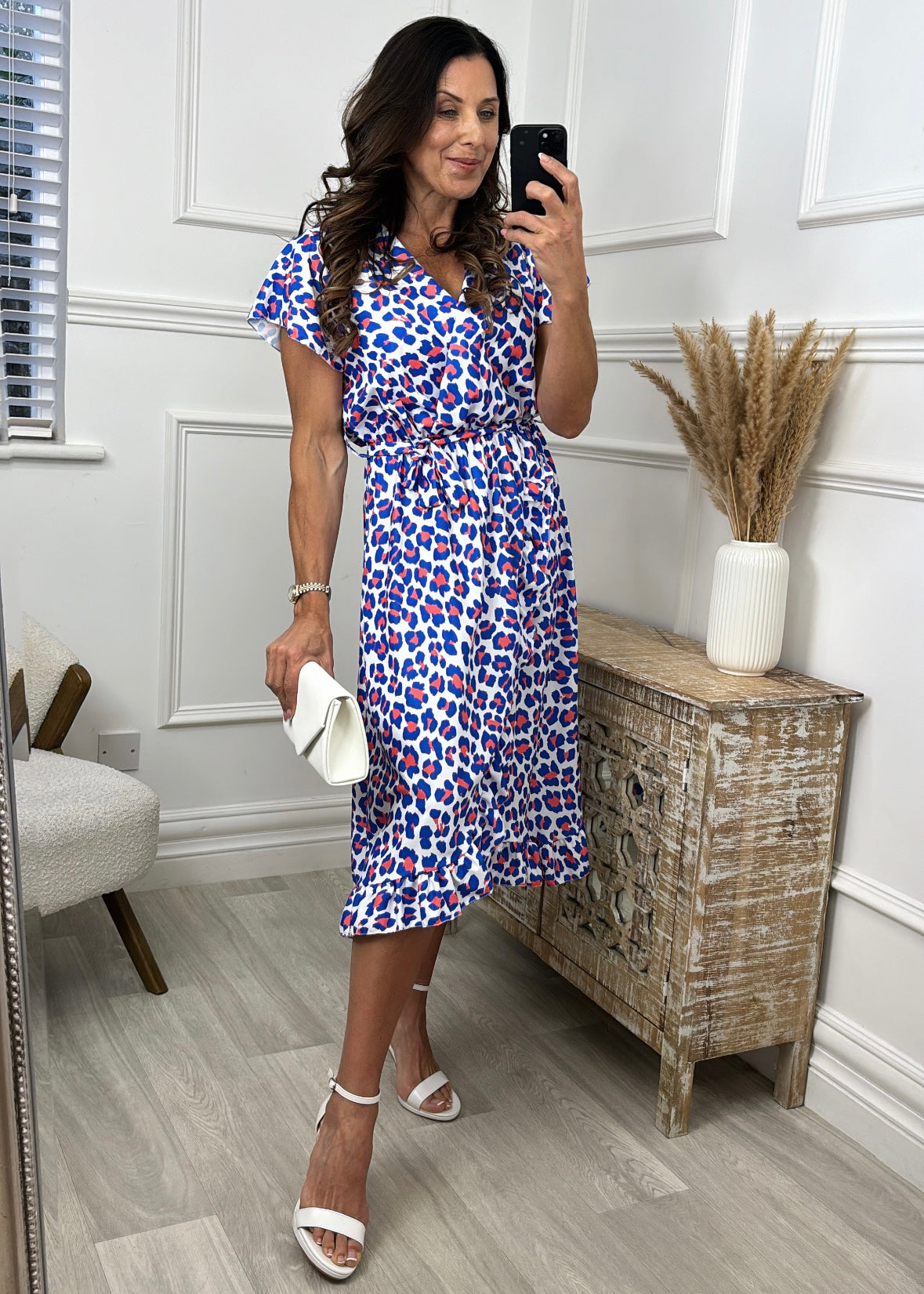 Martina Blue Leopard Wrap Dress