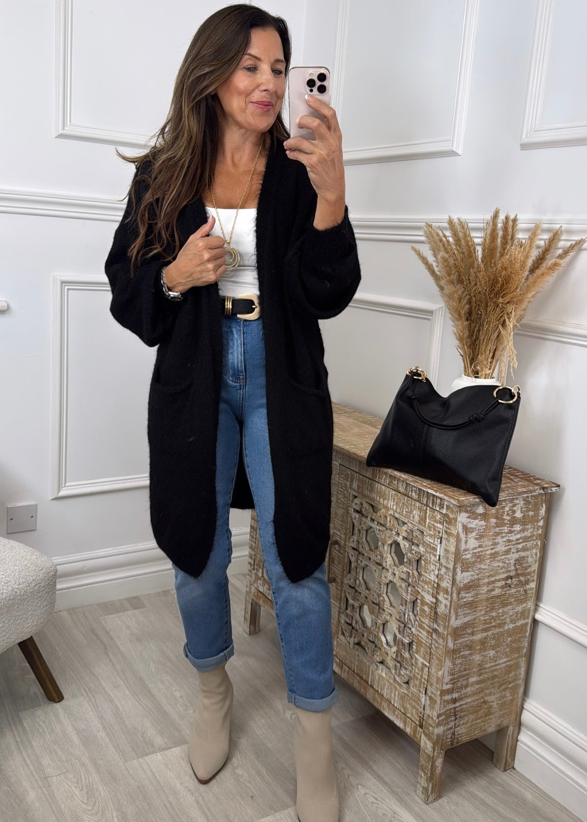 Payton Black Pocket Cardigan