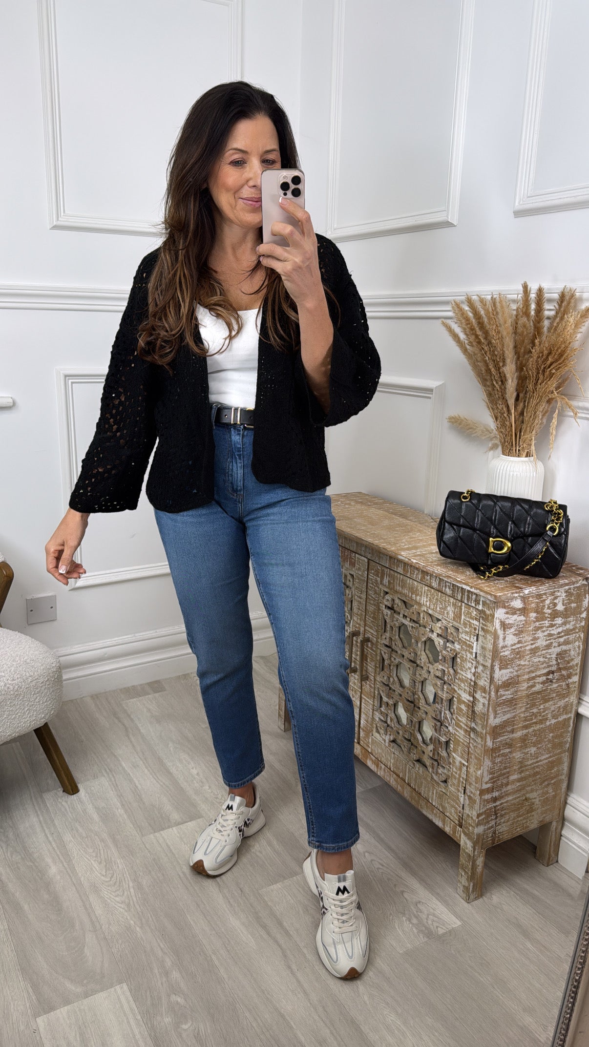 Vienna Black Crochet Knit Cardigan