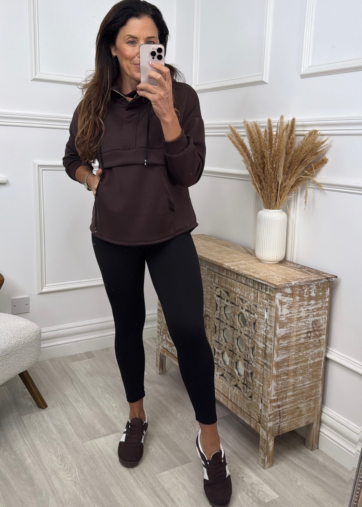 Ivana Brown Kangaroo Pocket Hoodie