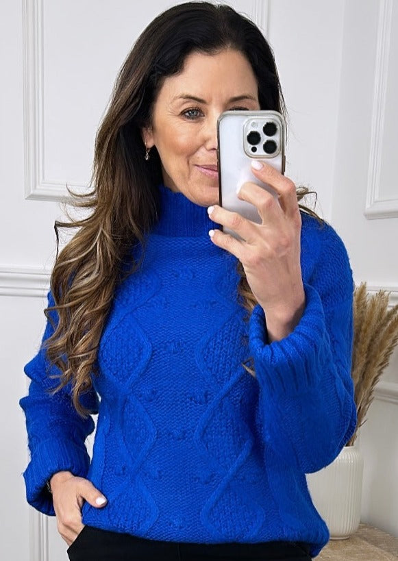Kalina Royal Blue High Neck Pullover