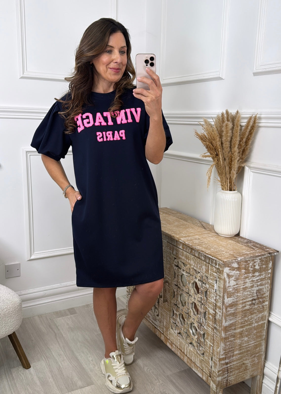 Gabrielle Navy Vintage T-Shirt Dress