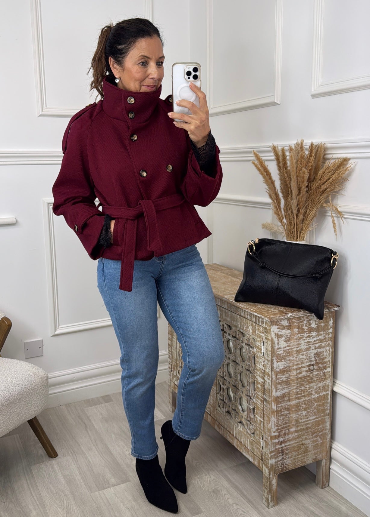 Roisin Wine Jacket With Buttons