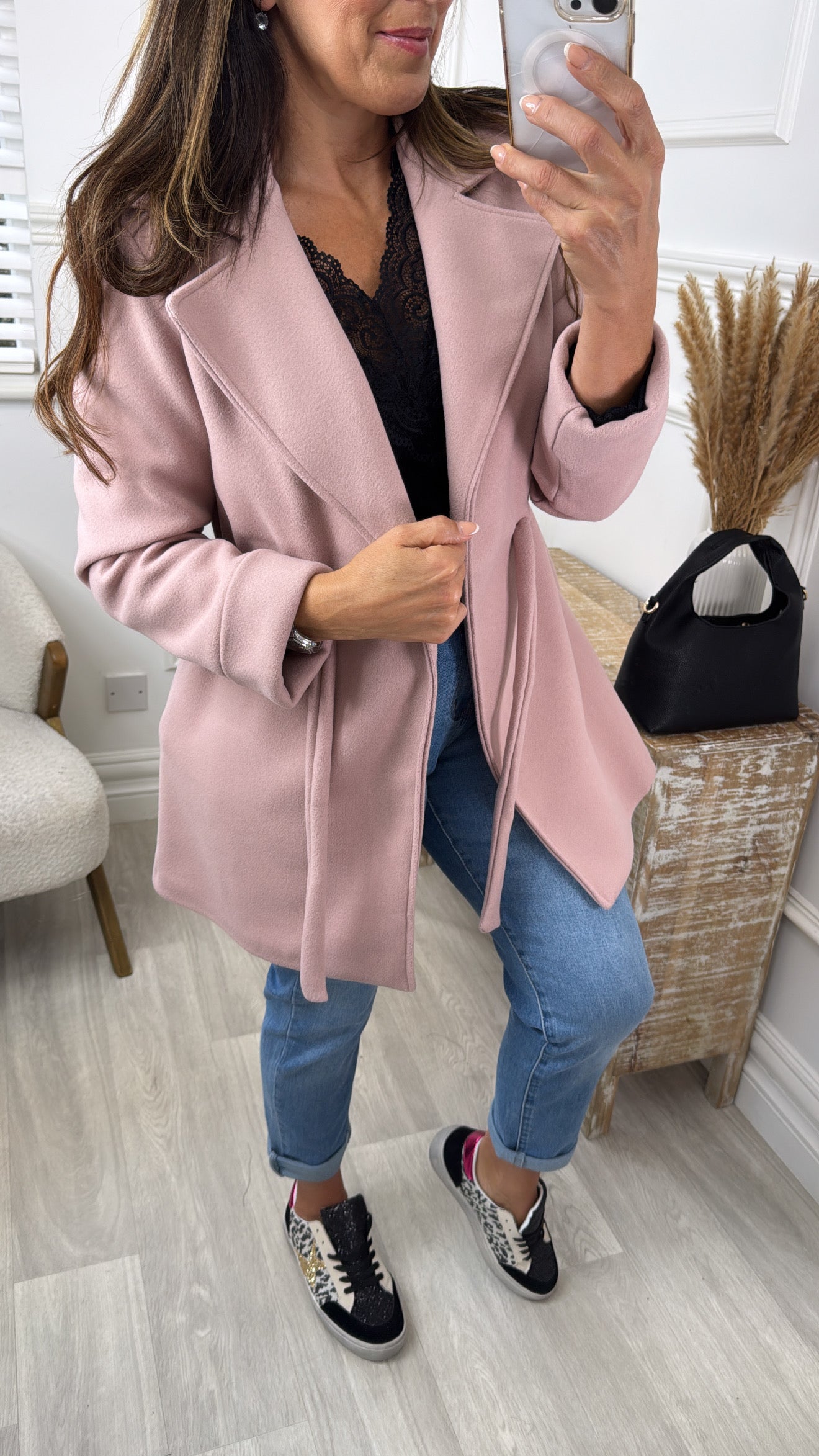 Rosie Baby Pink Belted Jacket