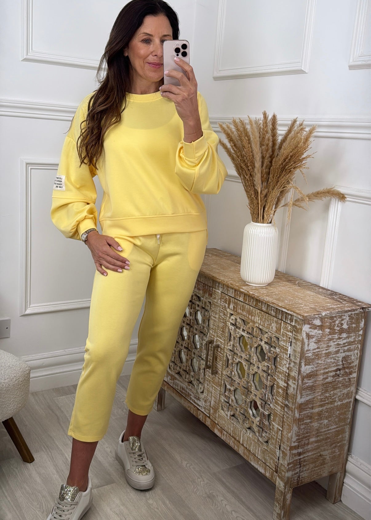Liana Yellow Dropped Sleeved Sweatshirt Set