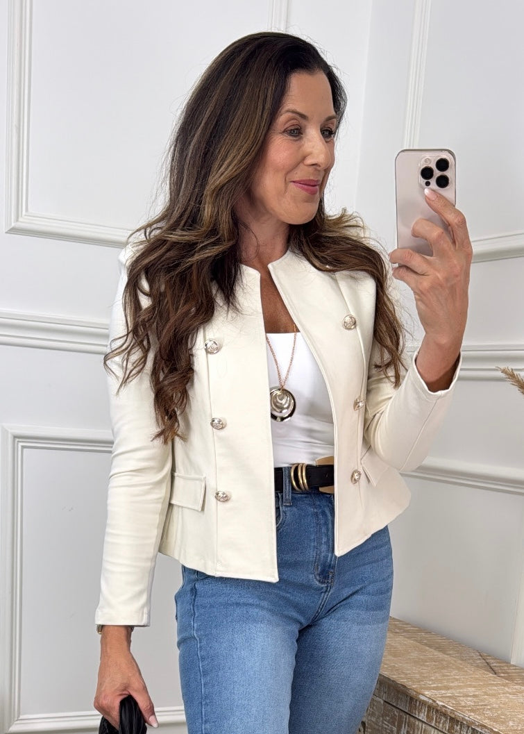 Trixie Beige Frog Button Jacket
