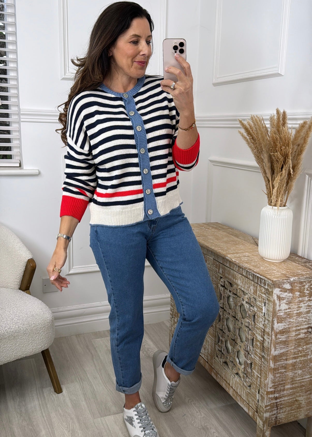 Aurelia Navy Striped Cardigan
