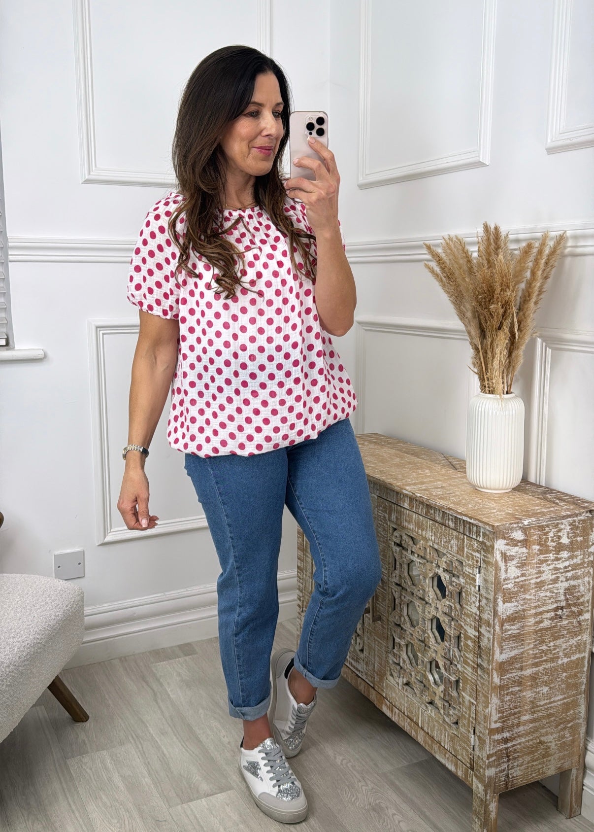 Solange Pink Polka Dot Blouse
