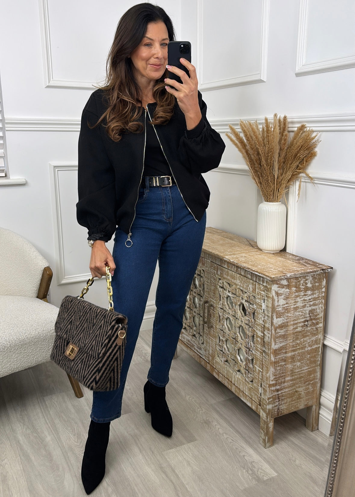 Jessica Black Bomber Jacket