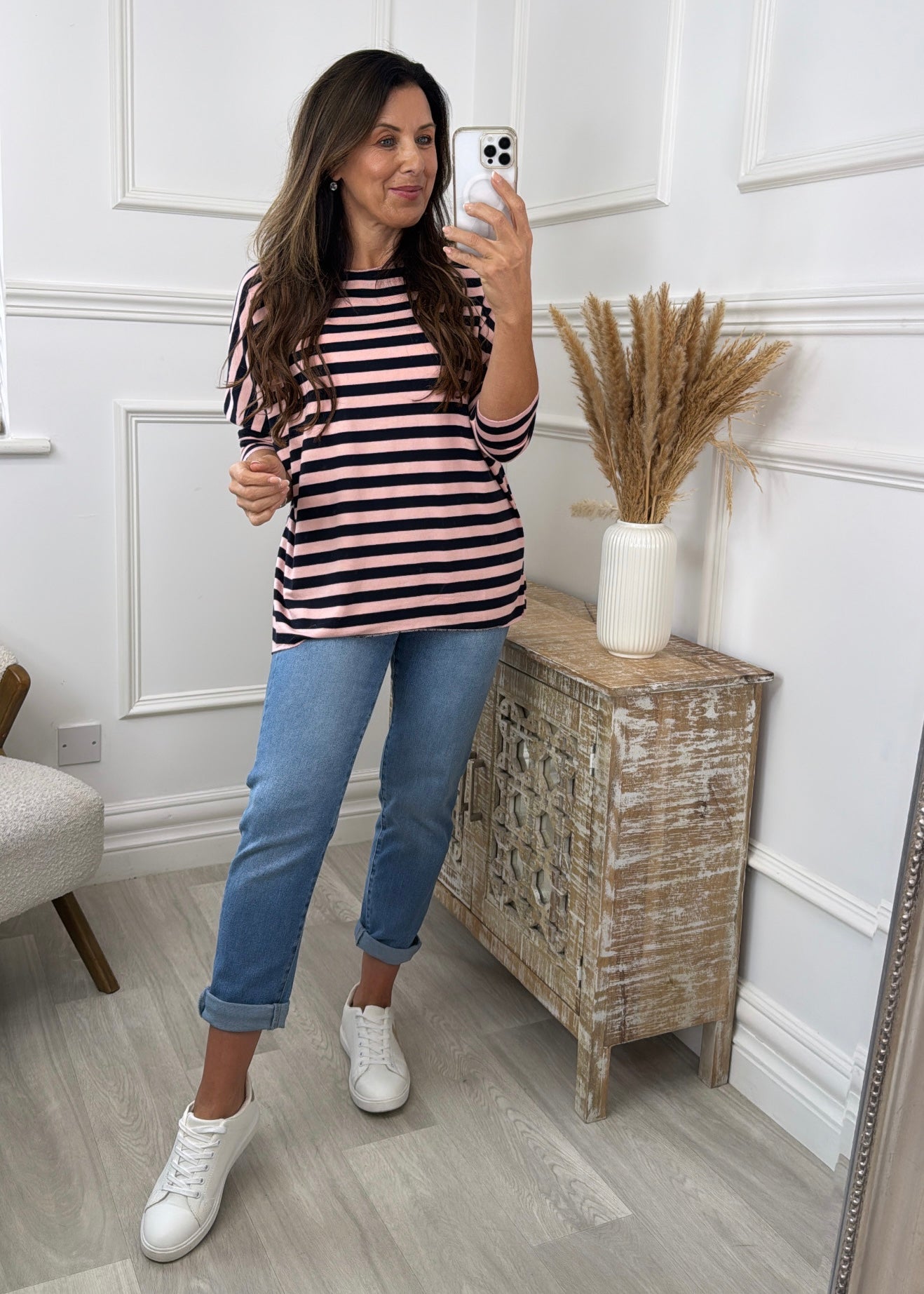 Viola Pink and Navy Striped Top