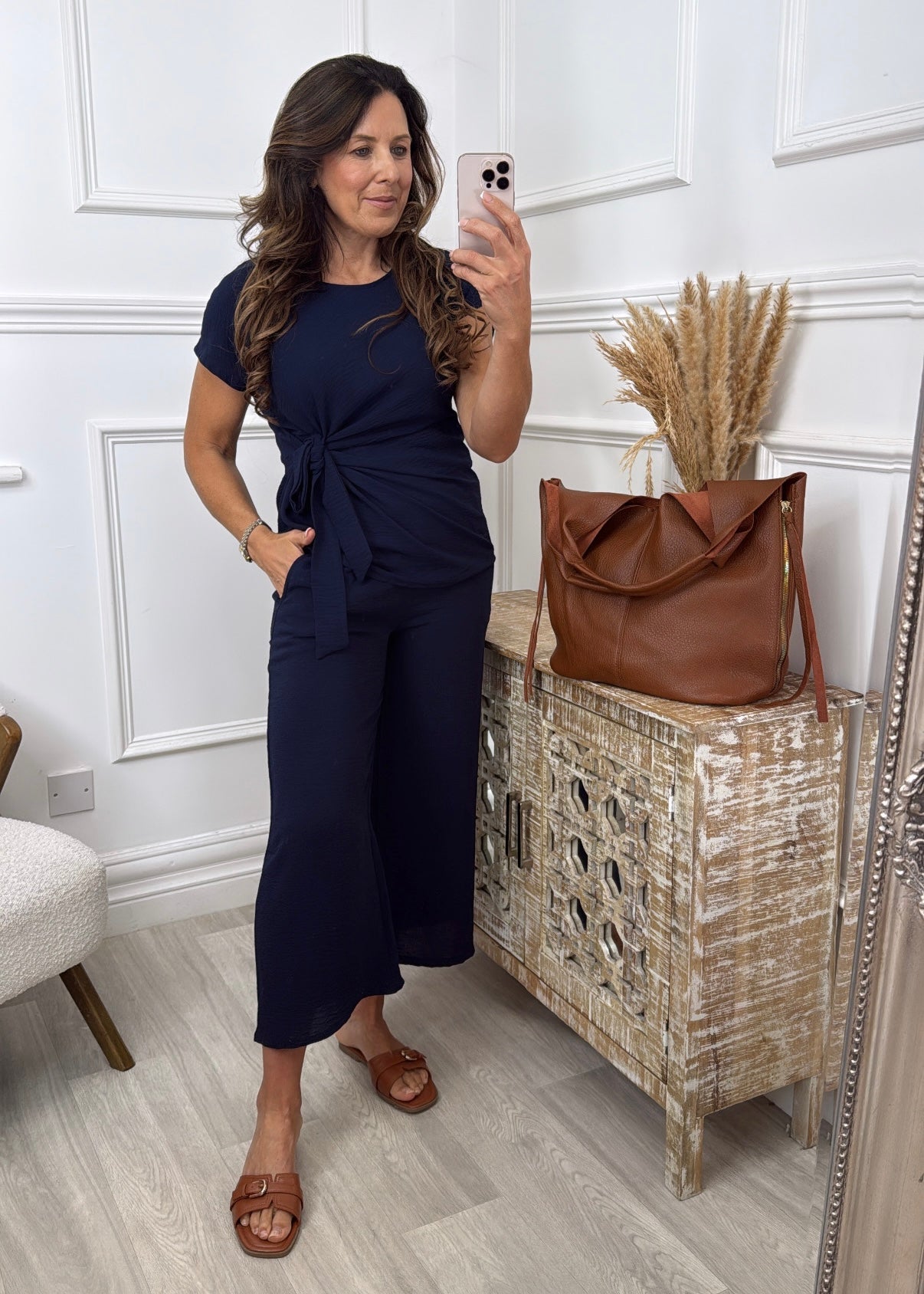 Hilary Navy Side Knot Set
