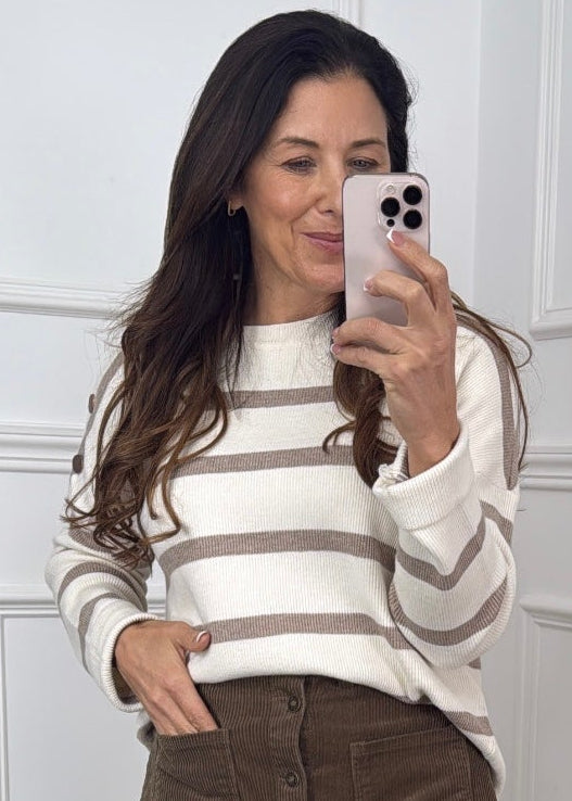 Maxi Beige Stripe Jumper