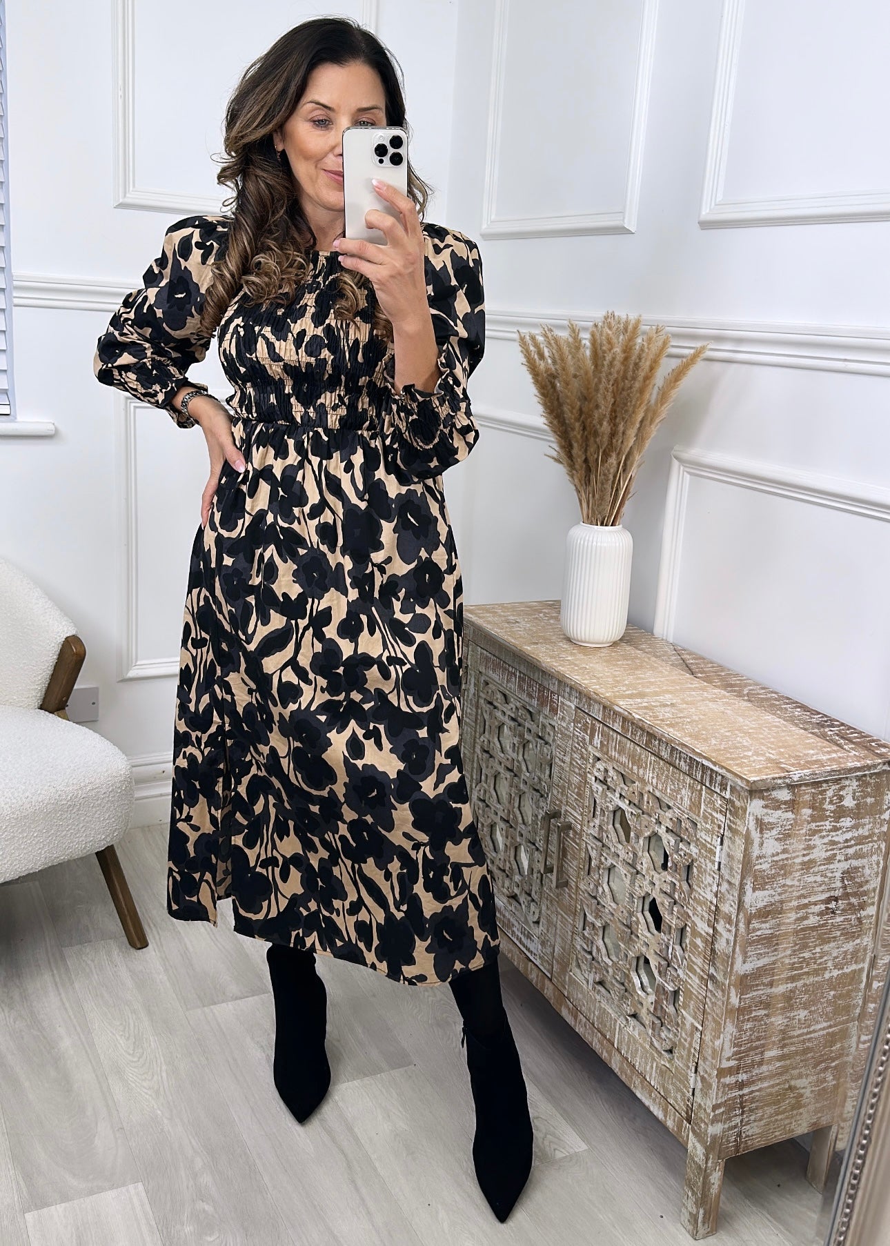 Jada Irish Cream Smock Midi Dress