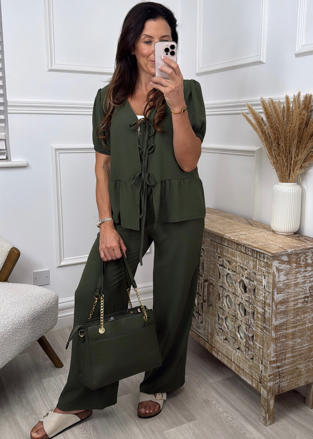 Briony Khaki Tie Detail Set