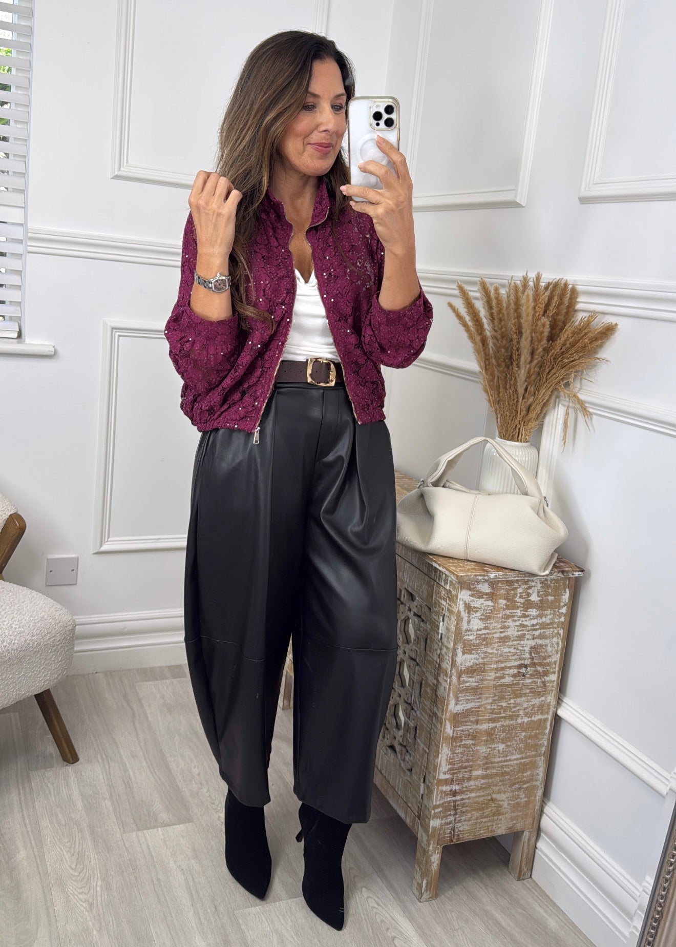 Alice Wine Lace Glimmer Jacket