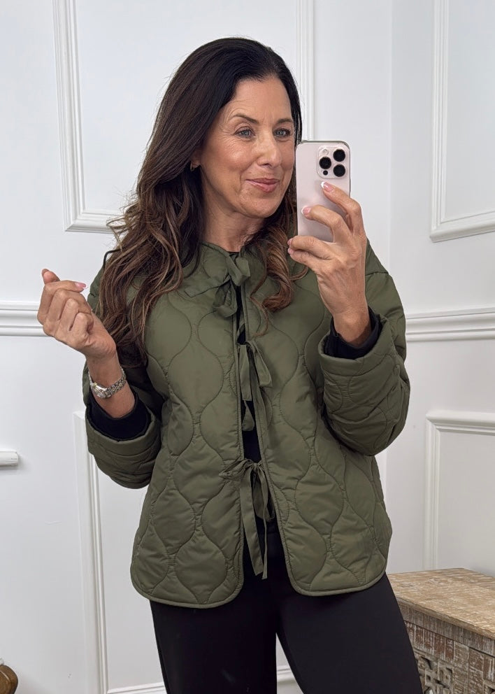 Sabine Green Quilted Tie Jacket
