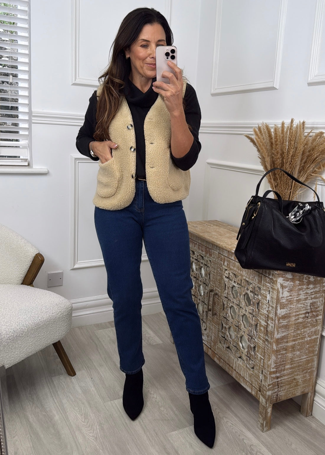 Kimberly Beige Faux Sherpa Vest