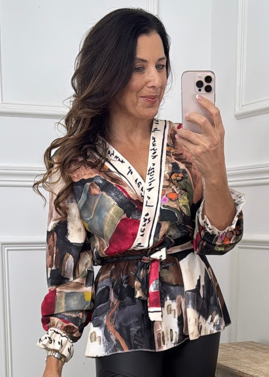 Moya Black Wrap Blouse