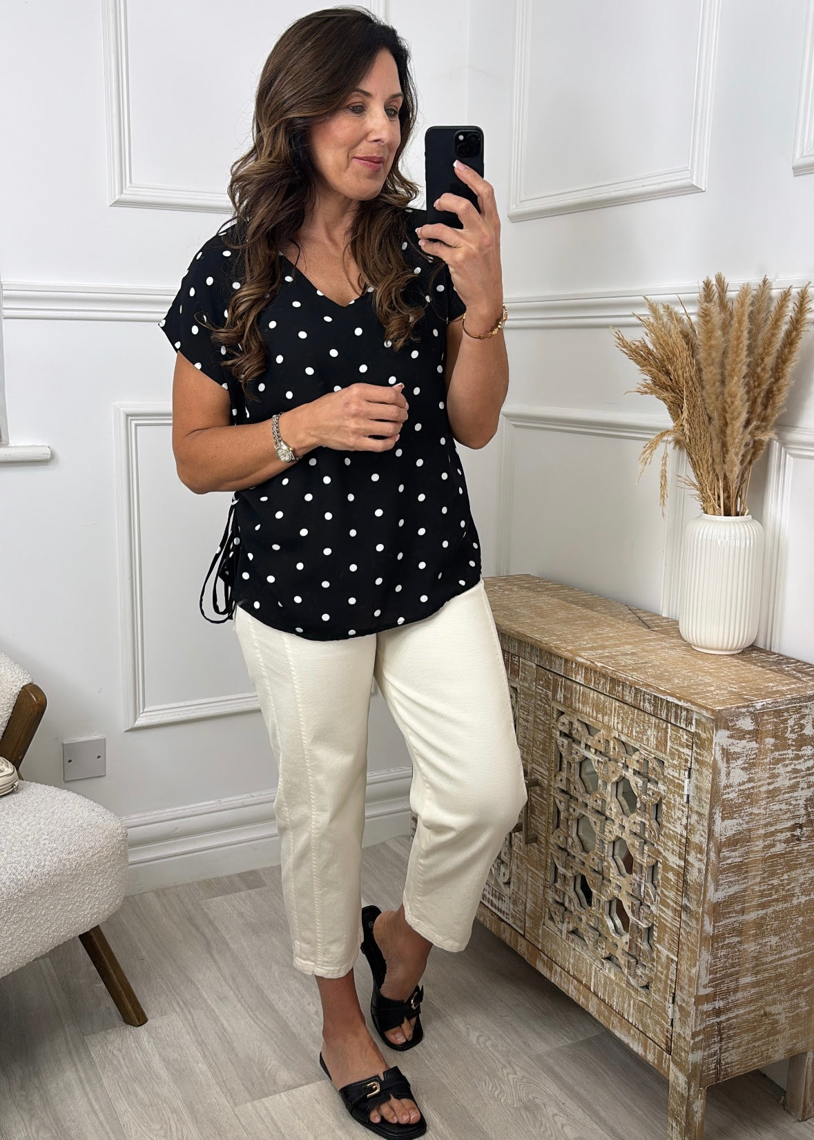 Emilia Black Polka Dot Blouse