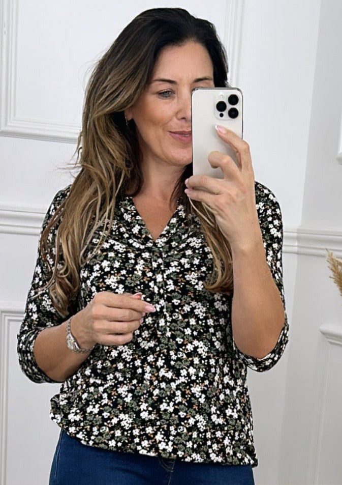 Talia Khaki Floral Blouse