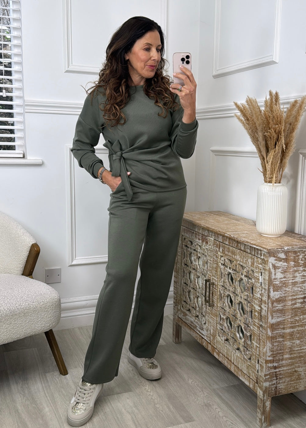 Erin Khaki Side Knot Set