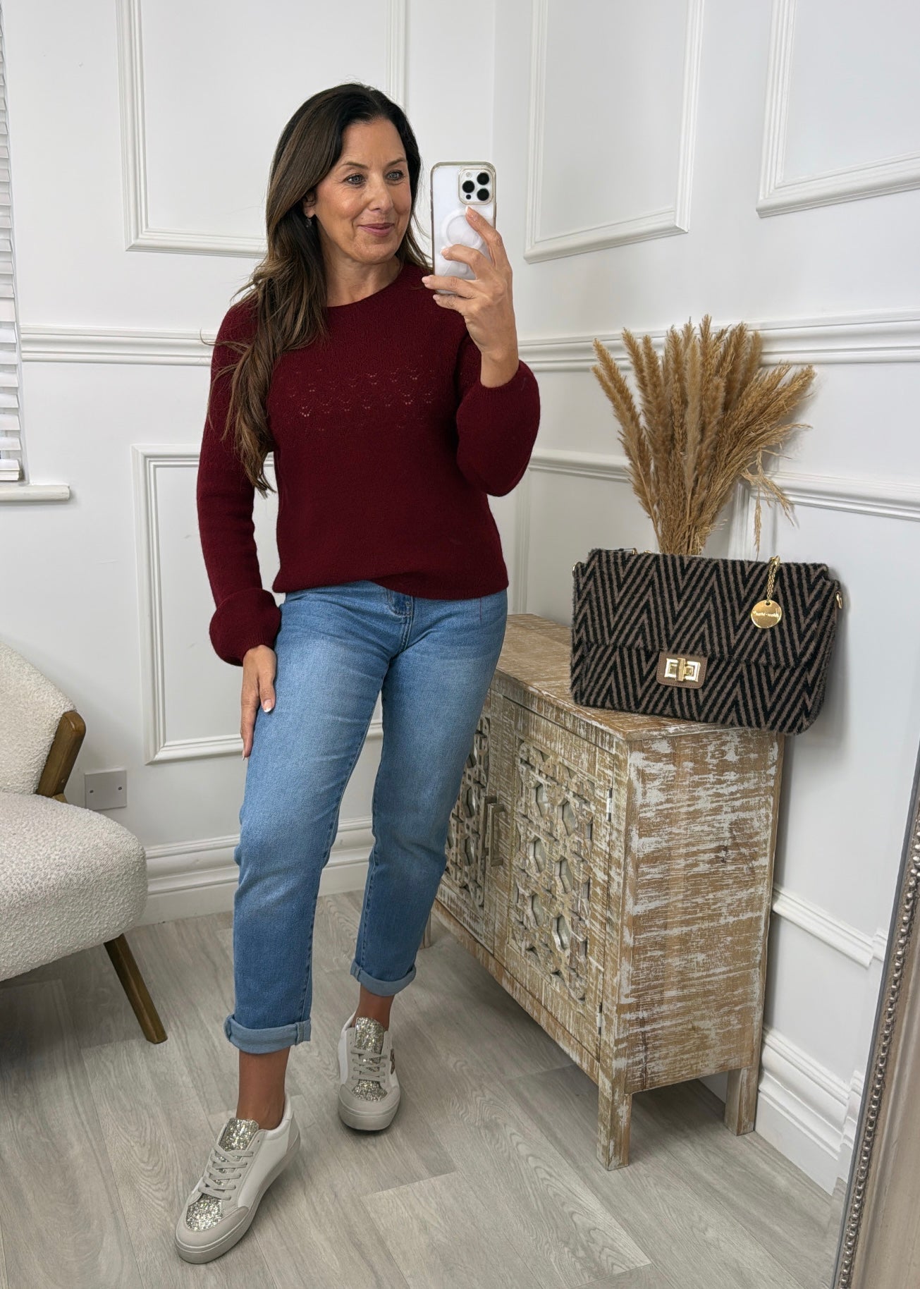 Lainey Wine Long Sleeved Jumper