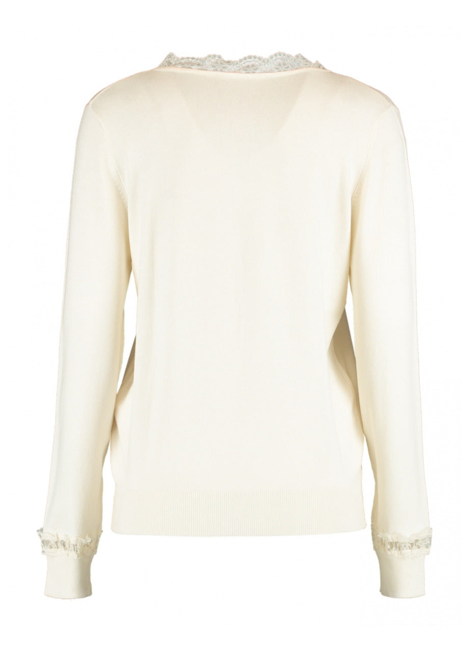 Antonella Offwhite Lace Detail Pullover