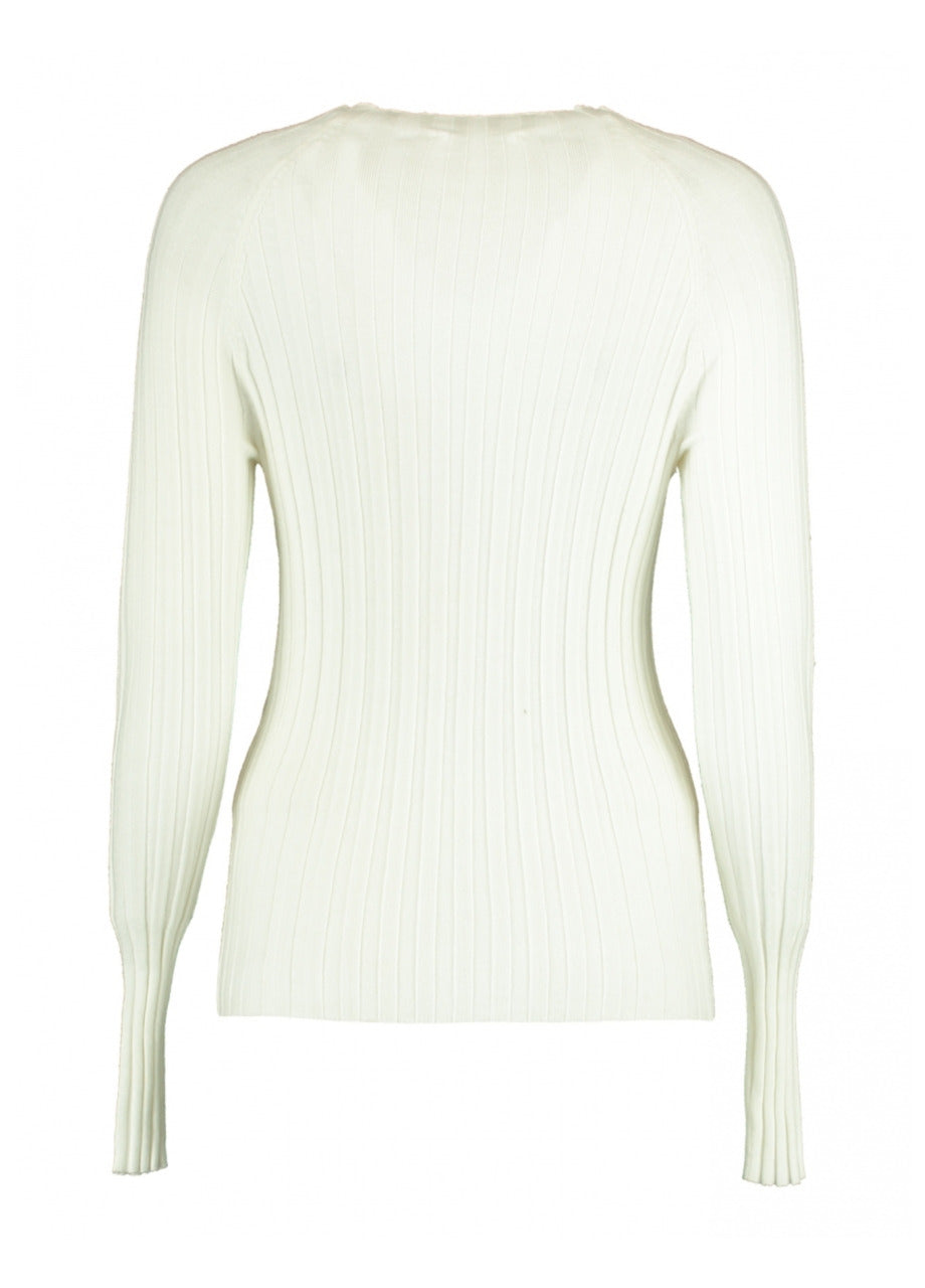 Margo Offwhite Ribbed Knit Top