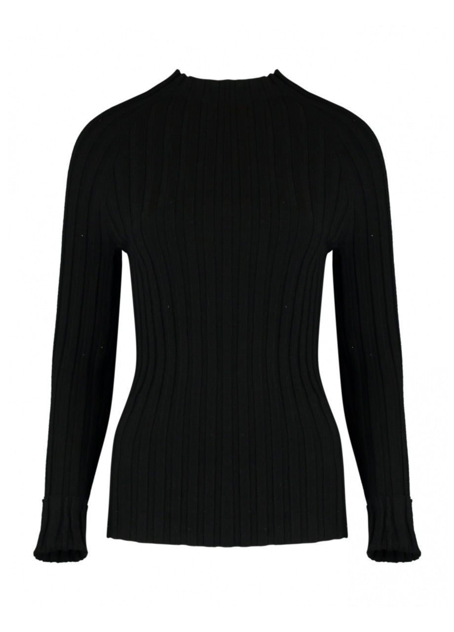 Margo Black Ribbed Knit Top